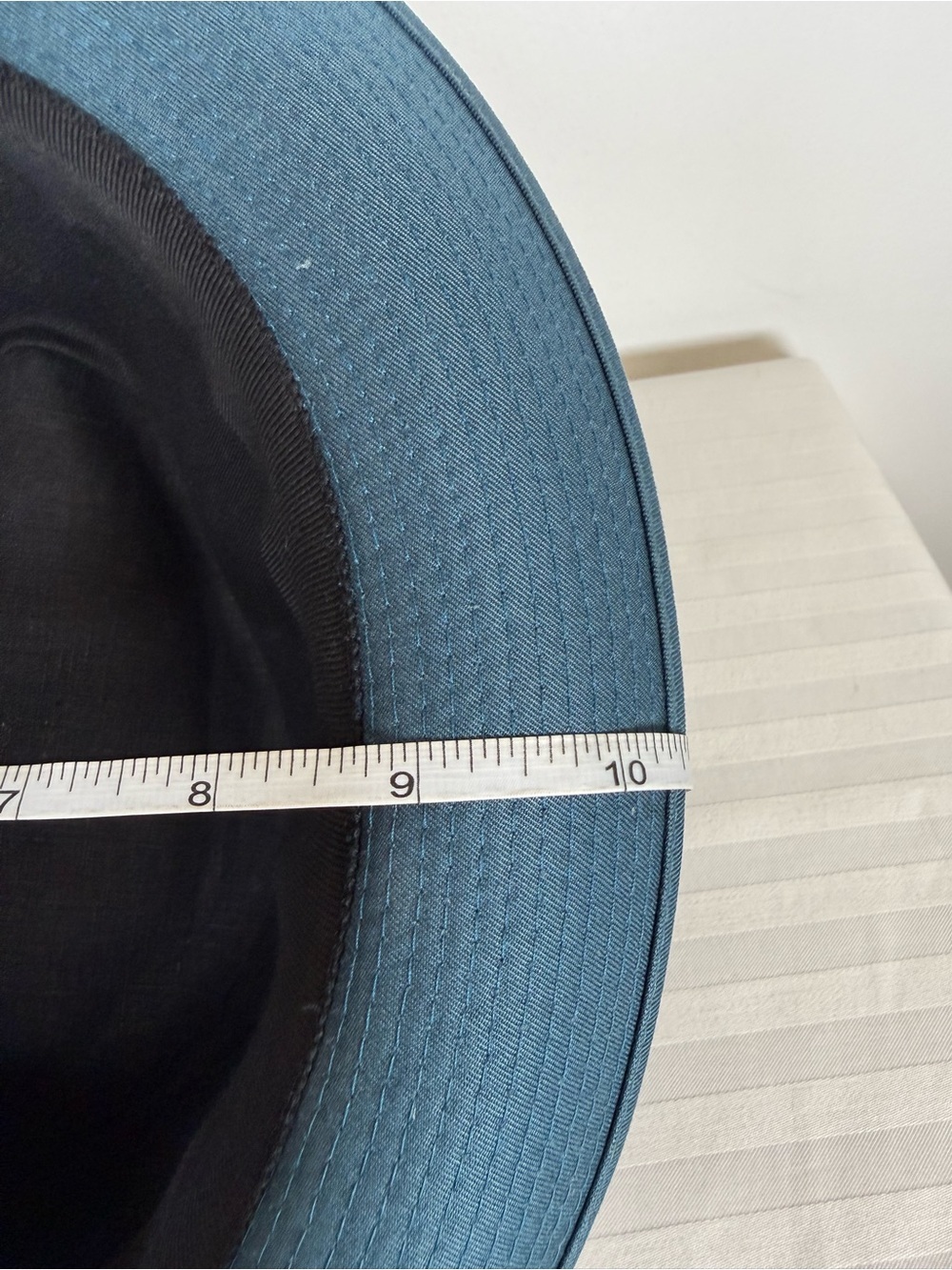 HERMES ‘Edouard’ Cotton Canvas Fedora Hat Made In France Deep Peacock Blue 58cm - Picture 13 of 15